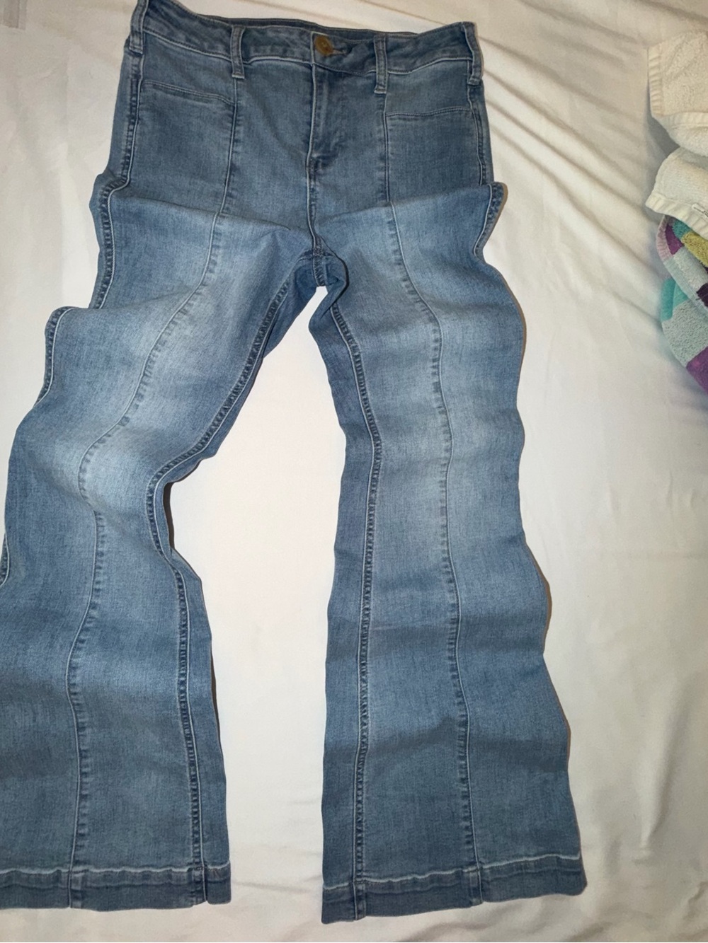 Altar'd State Wide-Leg High-Rise Jeans in Light Blue - Picture 2 of 8